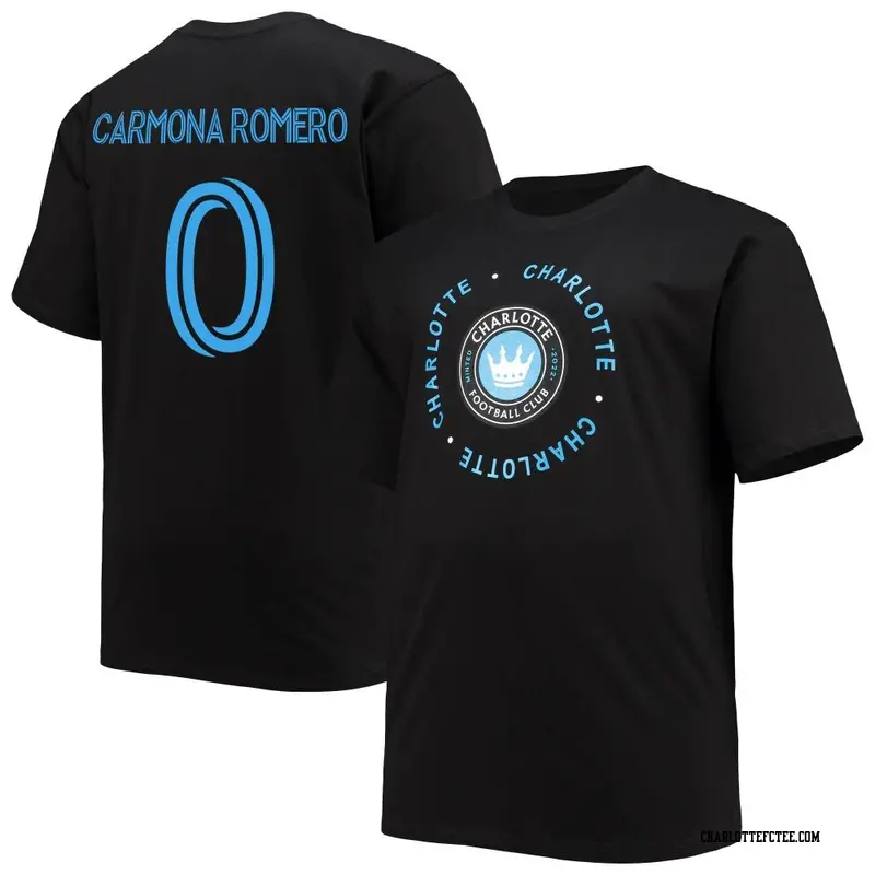 Men's Charlotte FC ＃0 Brian Carmona Romero Black Name & Number Combo T-Shirt