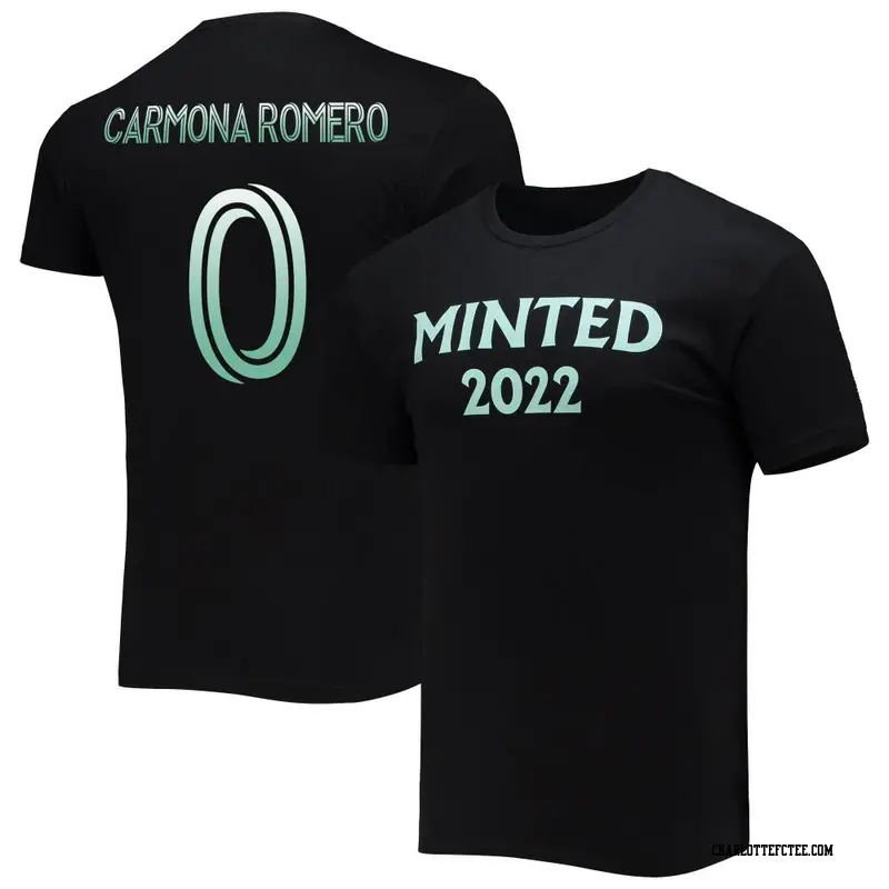 Men's Charlotte FC ＃0 Brian Carmona Romero Black Name & Number Minted Established T-Shirt