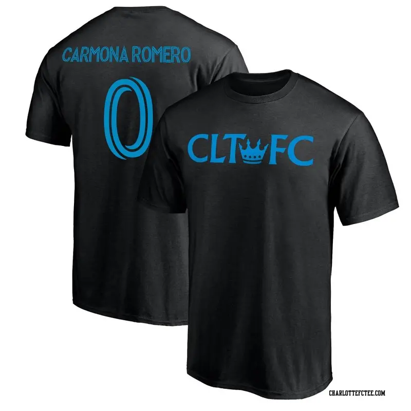 Men's Charlotte FC ＃0 Brian Carmona Romero Black Name & Number Secondary T-Shirt