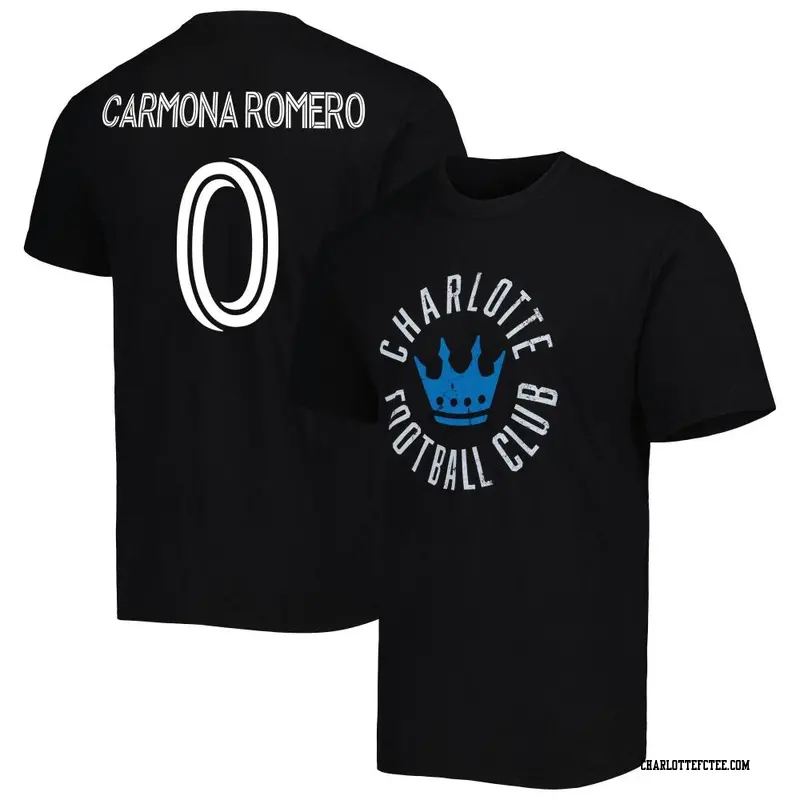 Men's Charlotte FC ＃0 Brian Carmona Romero Black Name & Number ary T-Shirt