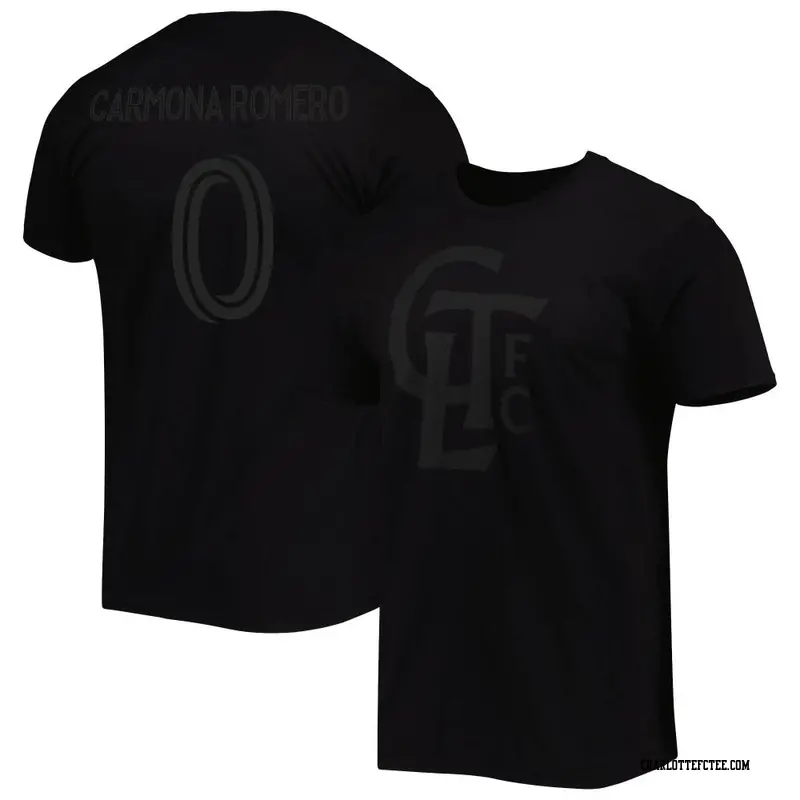 Men's Charlotte FC ＃0 Brian Carmona Romero Black Name & Number out T-Shirt