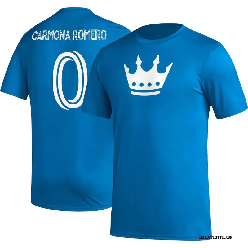 Men's Charlotte FC ＃0 Brian Carmona Romero Blue Name & Number Icon T-Shirt