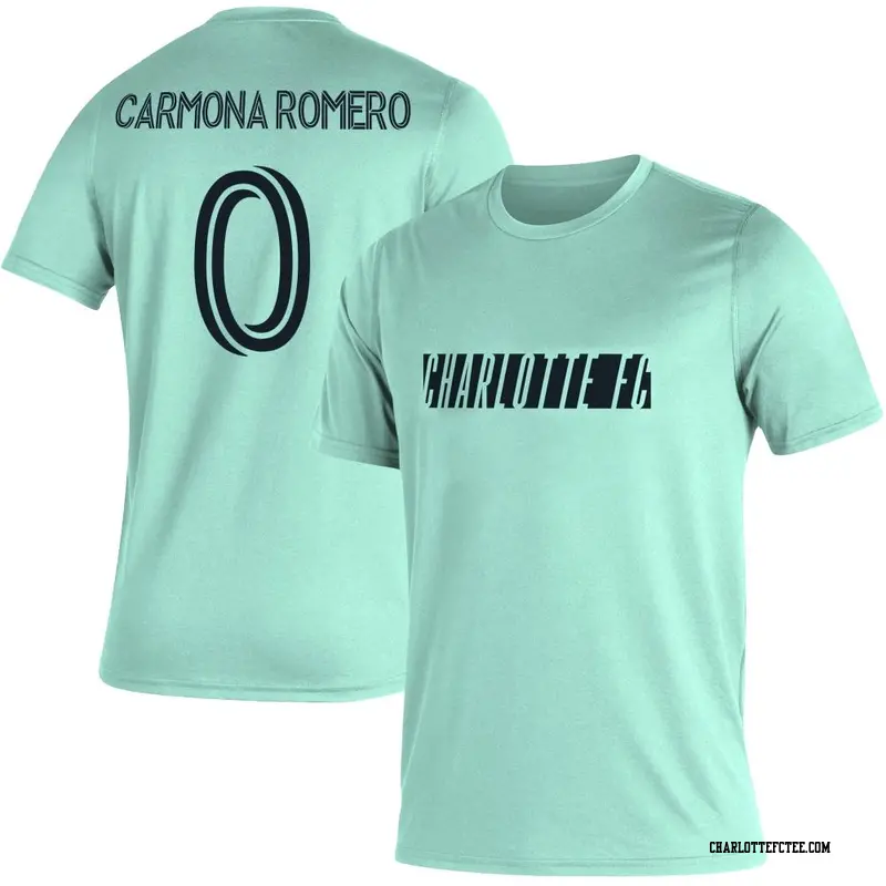 Men's Charlotte FC ＃0 Brian Carmona Romero Mint Name & Number Vintage T-Shirt