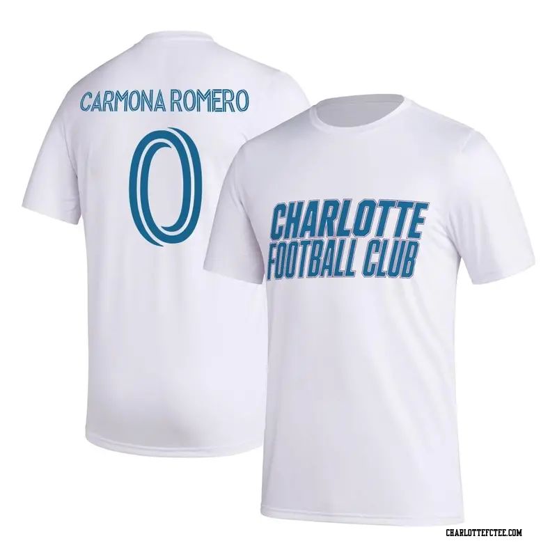 Men's Charlotte FC ＃0 Brian Carmona Romero White Name & Number Hook T-Shirt