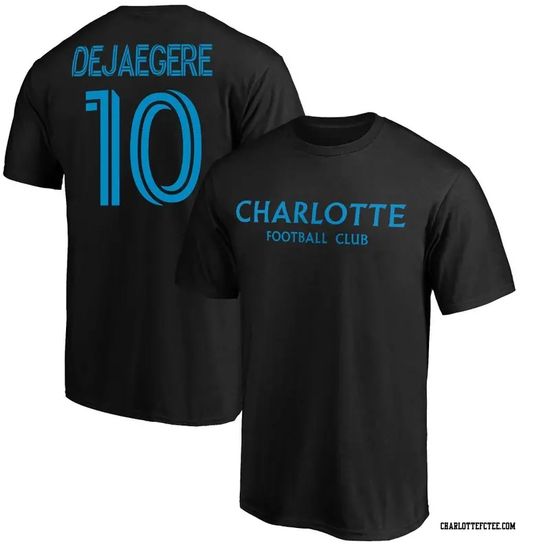 Men's Charlotte FC ＃10 Brecht Dejaegere Black Name & Number Wordmark T-Shirt