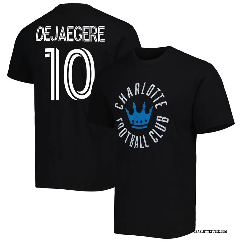 Men's Charlotte FC ＃10 Brecht Dejaegere Black Name & Number ary T-Shirt