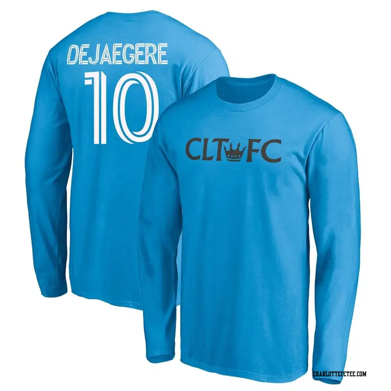 Men's Charlotte FC ＃10 Brecht Dejaegere Blue Name & Number Secondary Long Sleeve T-Shirt