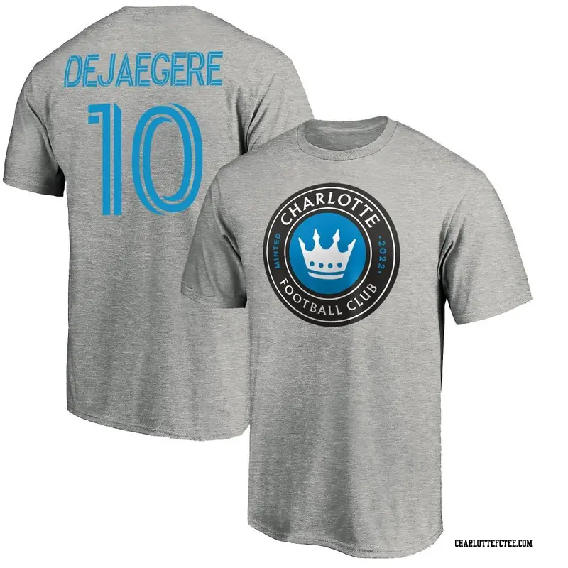 Men's Charlotte FC ＃10 Brecht Dejaegere Gray Name & Number Primary T-Shirt