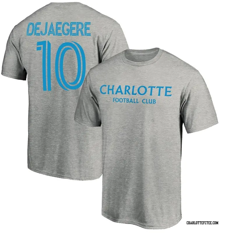 Men's Charlotte FC ＃10 Brecht Dejaegere Gray Name & Number Wordmark T-Shirt