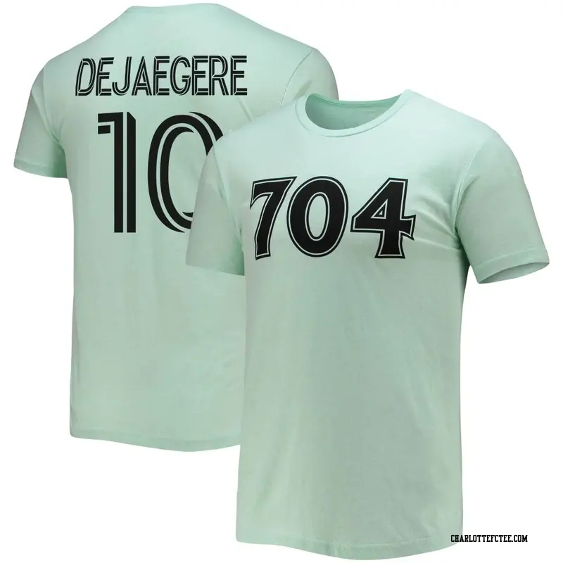 Men's Charlotte FC ＃10 Brecht Dejaegere Mint Name & Number Area Code T-Shirt
