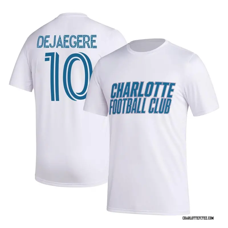 Men's Charlotte FC ＃10 Brecht Dejaegere White Name & Number Hook T-Shirt