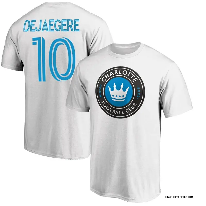 Men's Charlotte FC ＃10 Brecht Dejaegere White Name & Number Primary T-Shirt