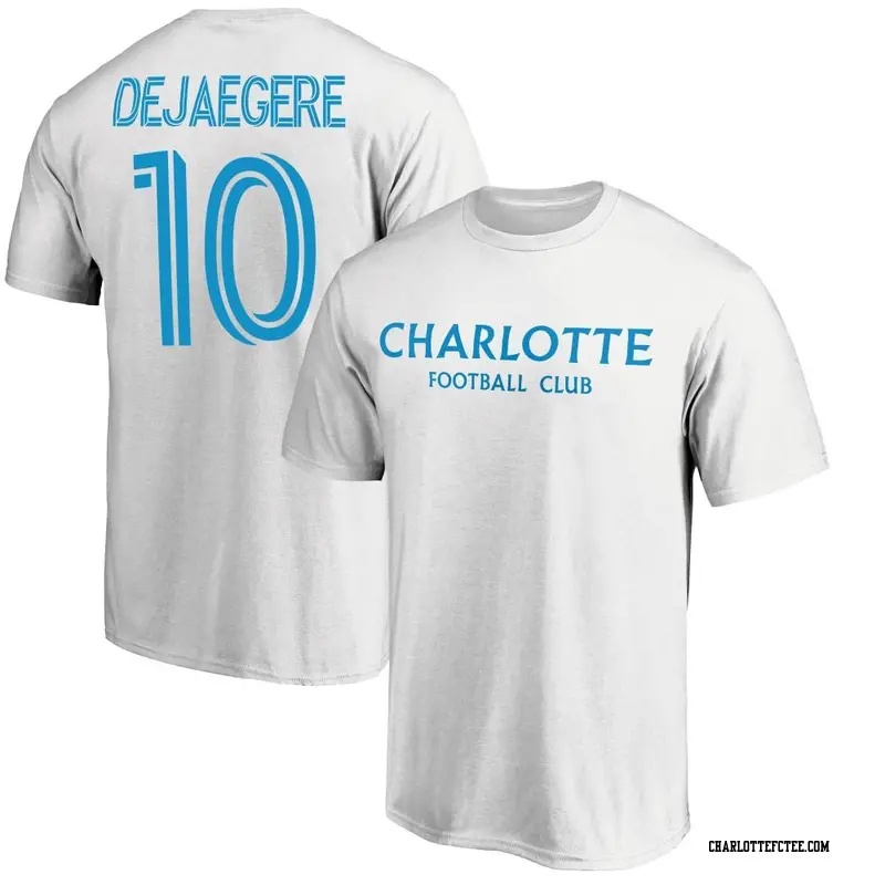 Men's Charlotte FC ＃10 Brecht Dejaegere White Name & Number Wordmark T-Shirt