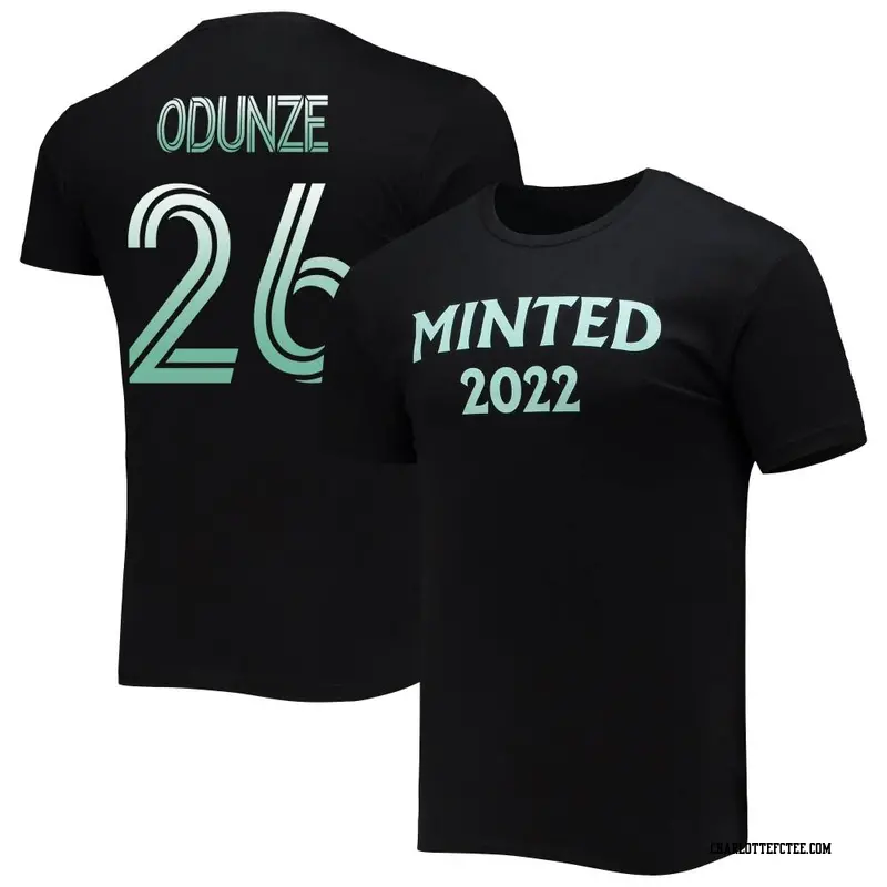 Men's Charlotte FC ＃26 Chituru Odunze Black Name & Number Minted Established T-Shirt