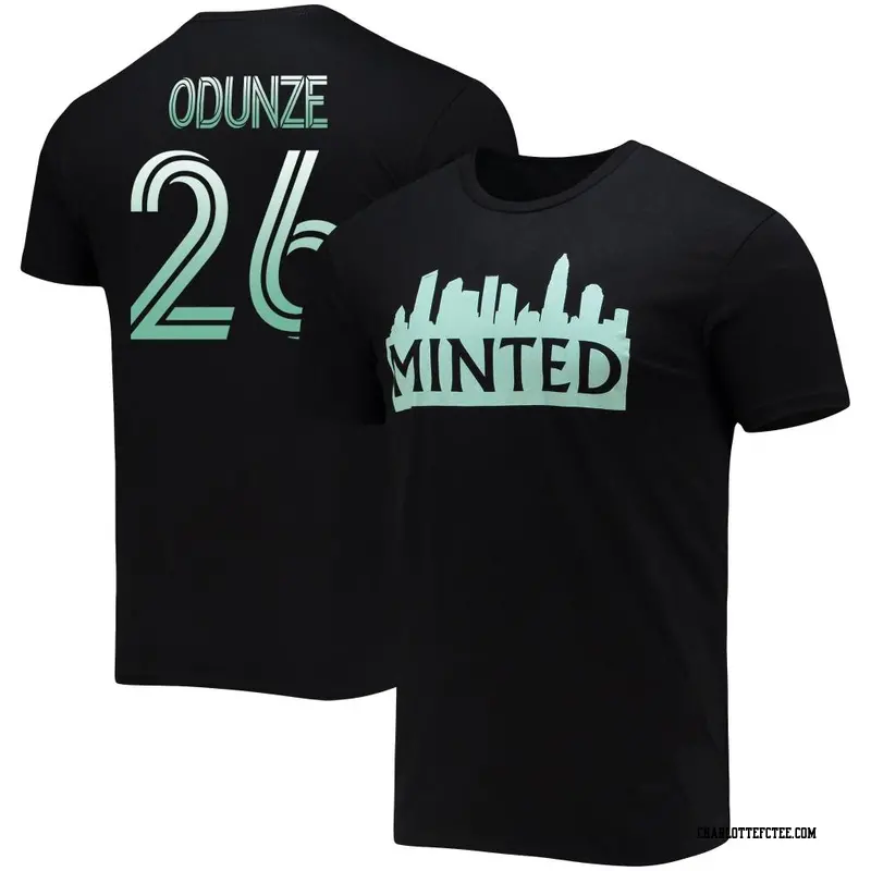 Men's Charlotte FC ＃26 Chituru Odunze Black Name & Number Minted Skyline T-Shirt