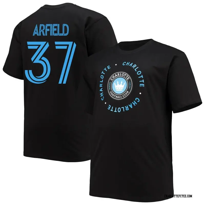 Men's Charlotte FC ＃37 Scott Arfield Black Name & Number Combo T-Shirt