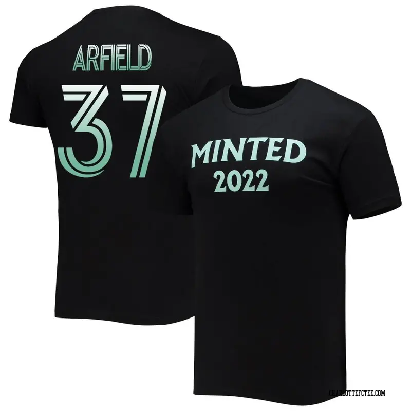 Men's Charlotte FC ＃37 Scott Arfield Black Name & Number Minted Established T-Shirt