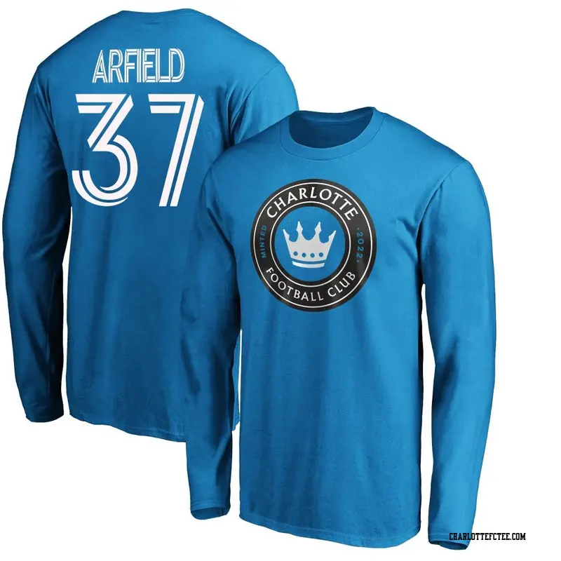Men's Charlotte FC ＃37 Scott Arfield Blue Name & Number Primary Long Sleeve T-Shirt