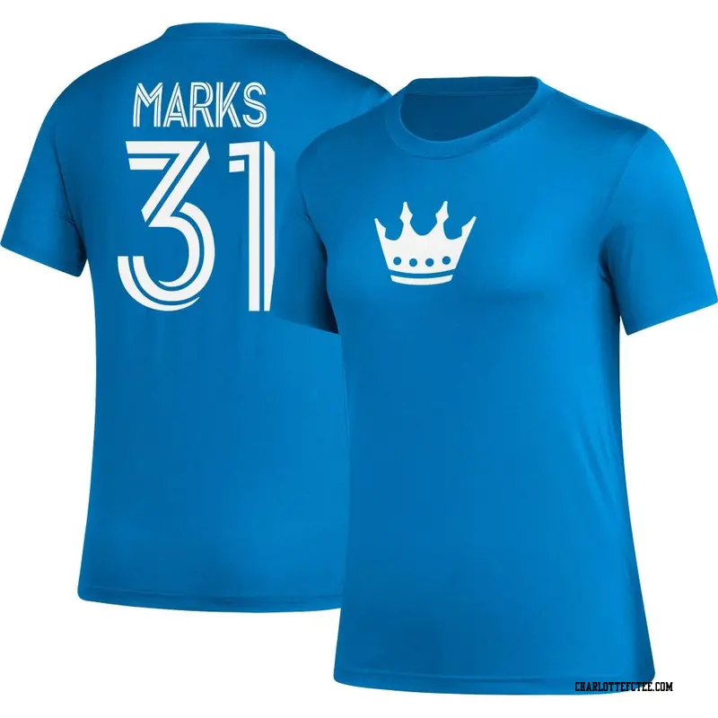 Women's Charlotte FC ＃31 George Marks Blue Name & Number Icon T-Shirt