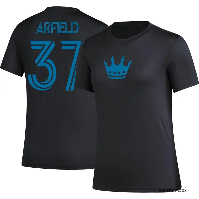 Women's Charlotte FC ＃37 Scott Arfield Black Name & Number Icon T-Shirt