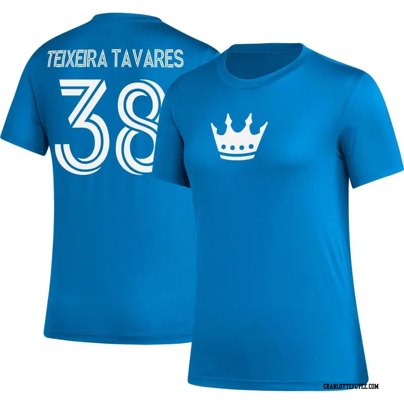 Women's Charlotte FC ＃38 Iuri António Teixeira Tavares Blue Name & Number Icon T-Shirt