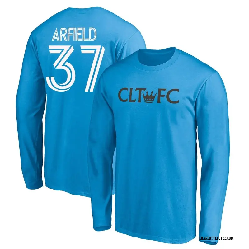 Youth Charlotte FC ＃37 Scott Arfield Blue Name & Number Secondary Long Sleeve T-Shirt