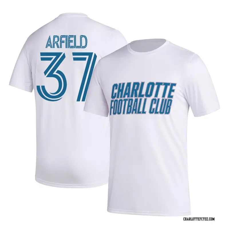 Youth Charlotte FC ＃37 Scott Arfield White Name & Number Hook T-Shirt