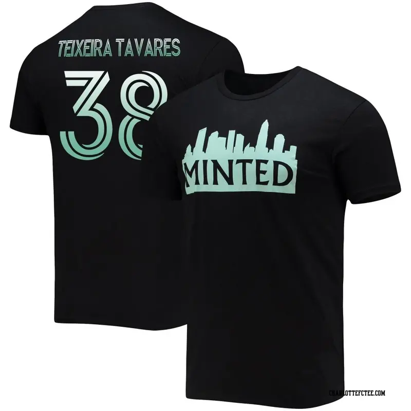 Youth Charlotte FC ＃38 Iuri António Teixeira Tavares Black Name & Number Minted Skyline T-Shirt